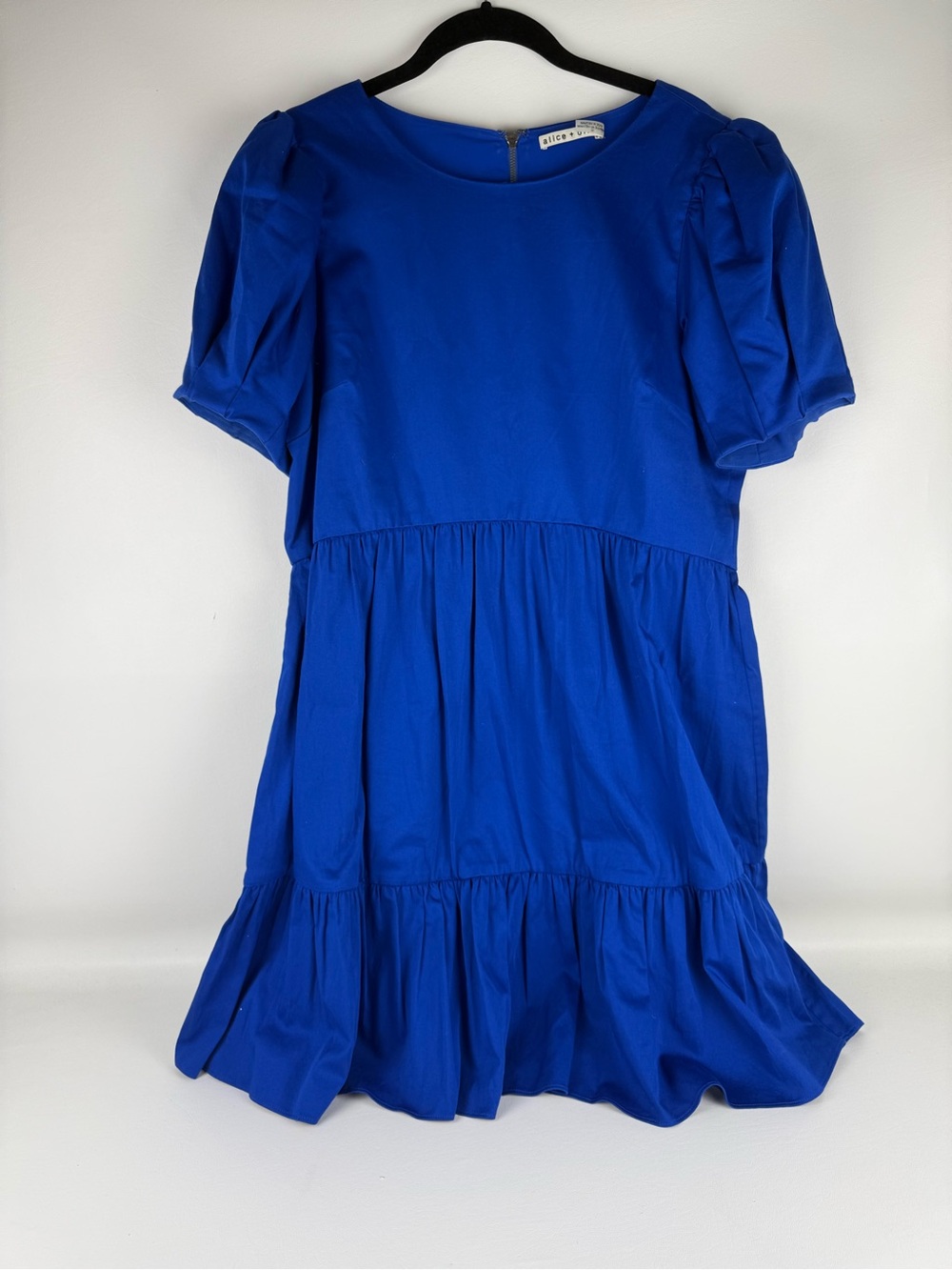 Alice + Olivia Royal Blue Tiered Puff Sleeve Mini Dress - Picture 5 of 8